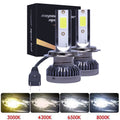 2Pcs LED H7 Car Headlight Bulbs 12000LM 80W Mini H1 H4 H8 H9