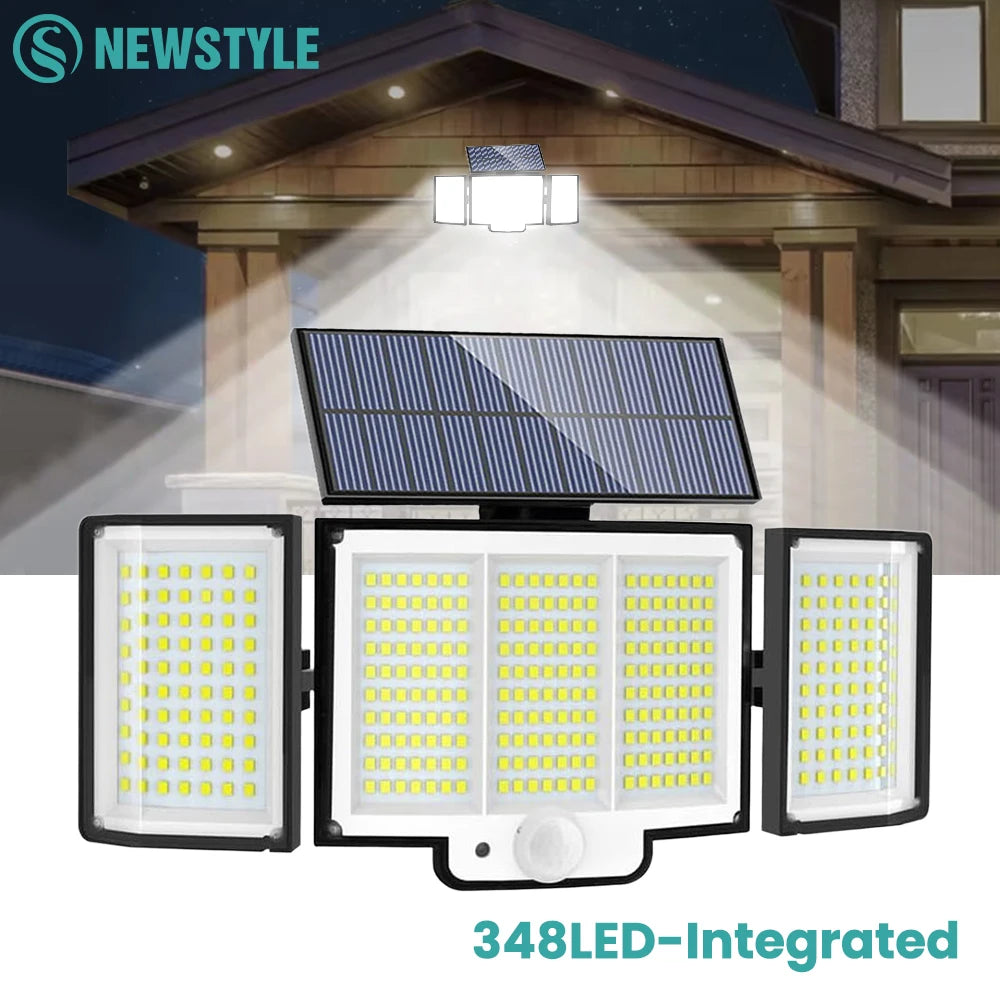 Solar Outdoor Motion Sensor Lights 348/328 LED Security Floo