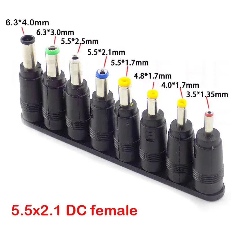 8Pcs AC DC 5.5X 2.1 MM Female Jack Plug Adapter Connectors T