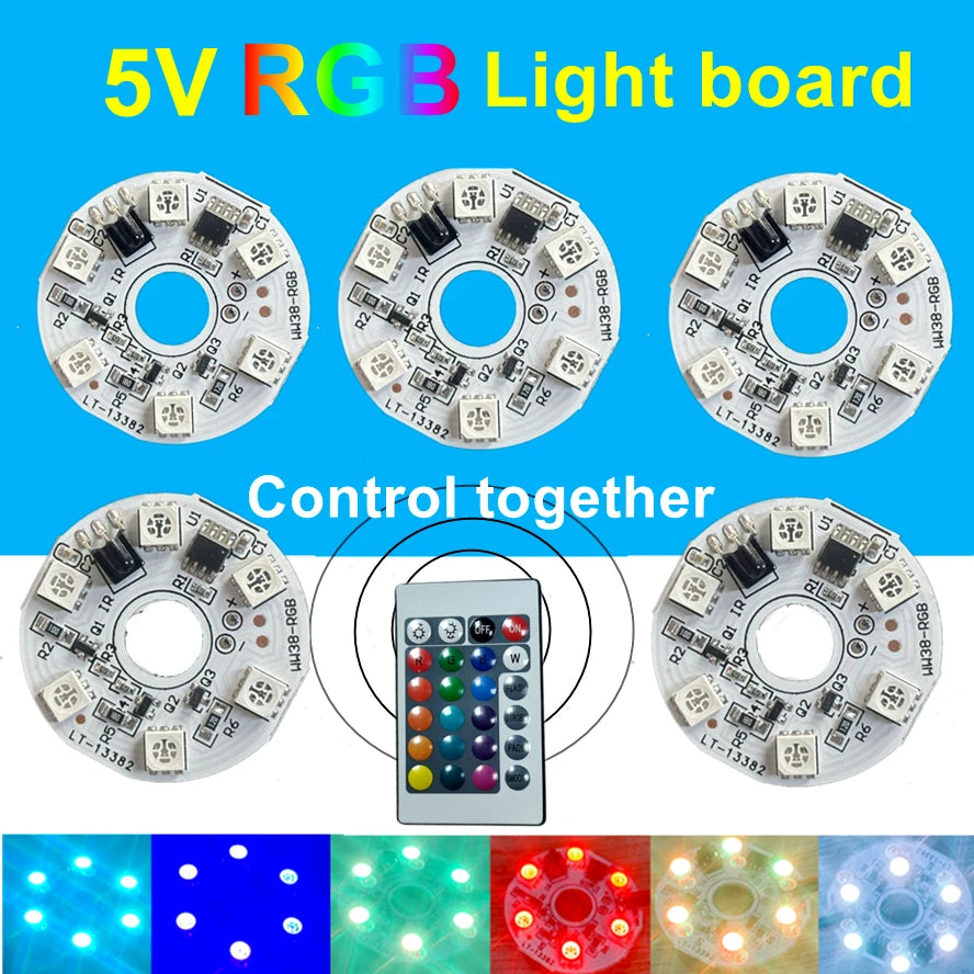 10 1PCS 5V RGB LED Lights Plate Linkage Control Colorful Sou