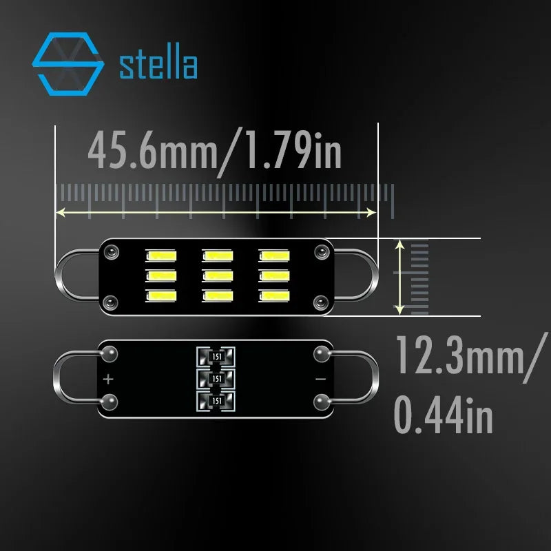 STELLA 2pcs LED Rigid Loop 44mm Festoon C5W Car Interior Bul