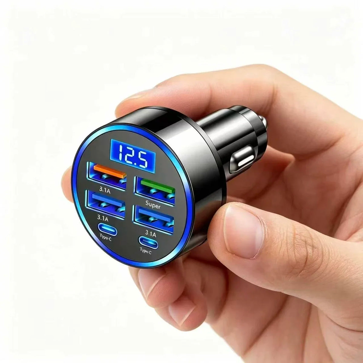 6 in 1 Multi Port Car Charger Super Fast Charging PD QC3.0 U