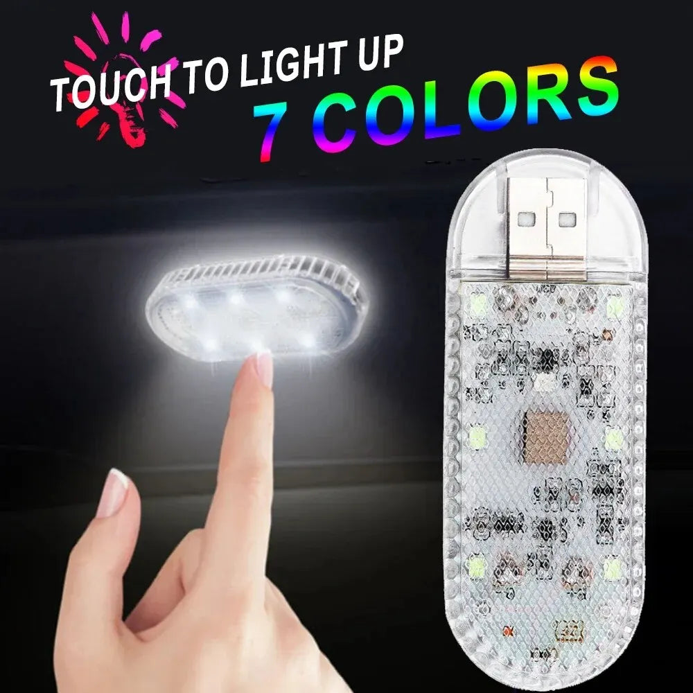 High Brightness LED Touch Light USB Charging Car Interior Li
