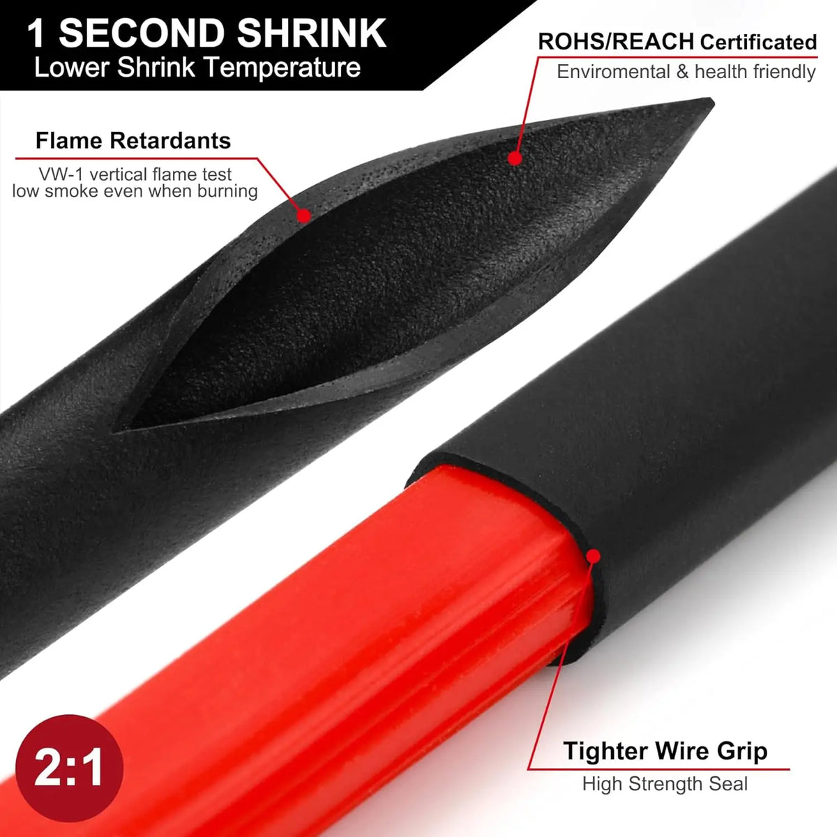 1160/580/164PCS Heat Shrink Tubing Kit 2 1 Shrinkable Wire S