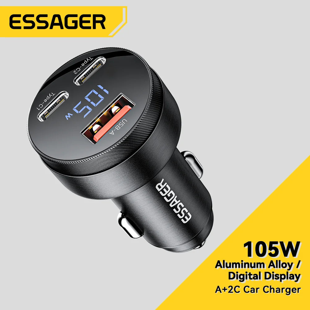 Essager 105W USB Car Charger Quick Charge 4.0 QC4.0 QC3.0 QC