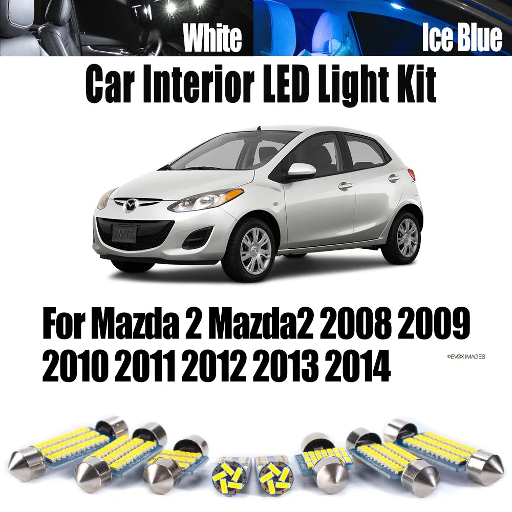 9-Piece LED Interior Light Kit for Mazda 2008-2012 - Canbus Error-Free Interior Bulbs
