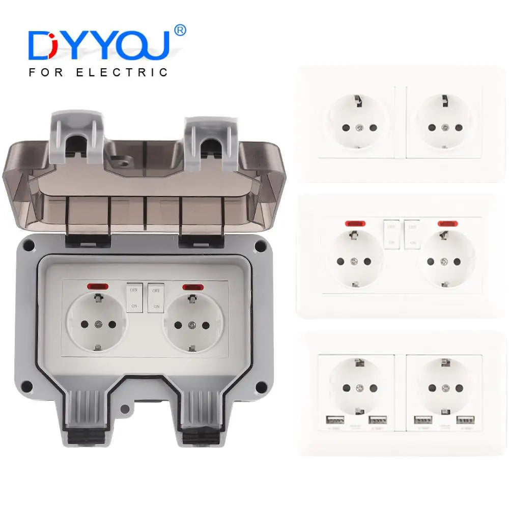 IP66 Germany Standard Outlet Waterproof Outdoor Sockets And 