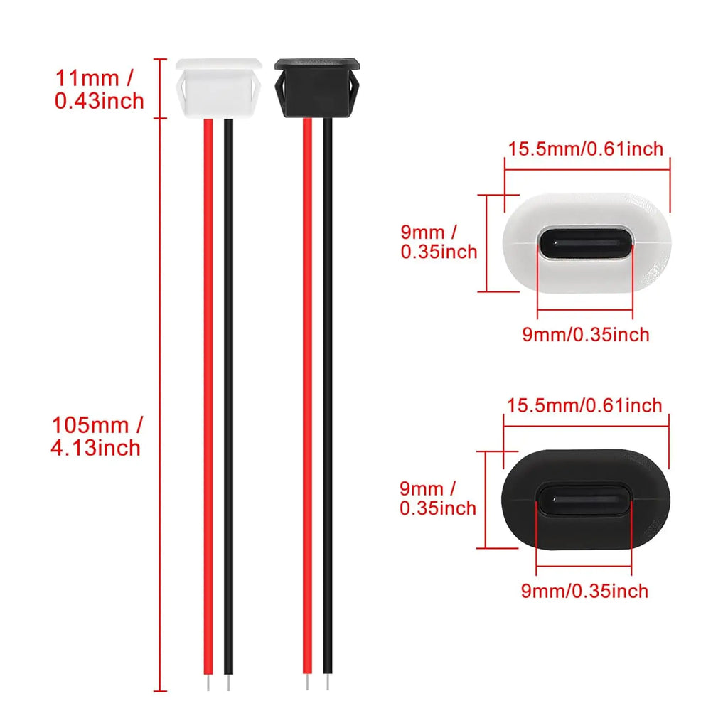 5/10PCS Type-C Female Chassis Waterproof 2P Solder Wire Type