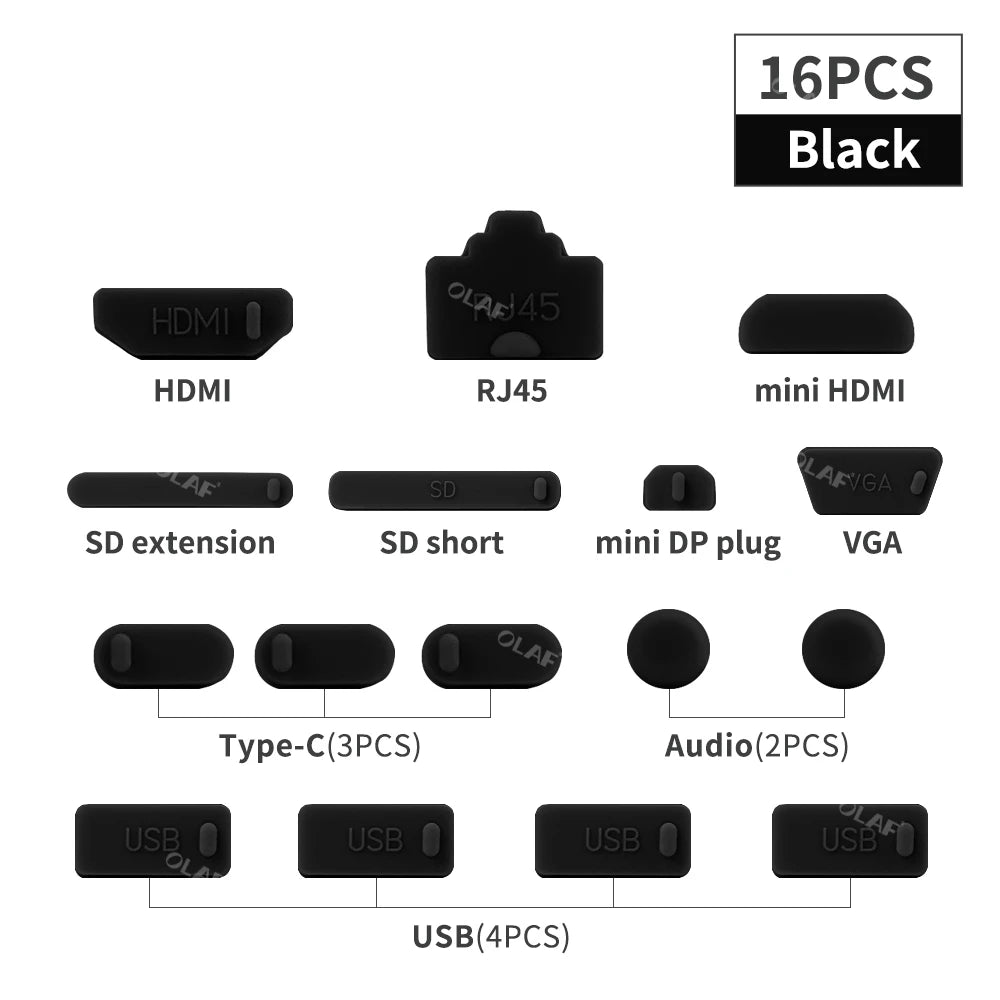1Sets Universal Notebook Anti Dust Plug 16pcs Laptop Dustproof Stopper Dust Plug Usb Computer Interface Waterproof Cover