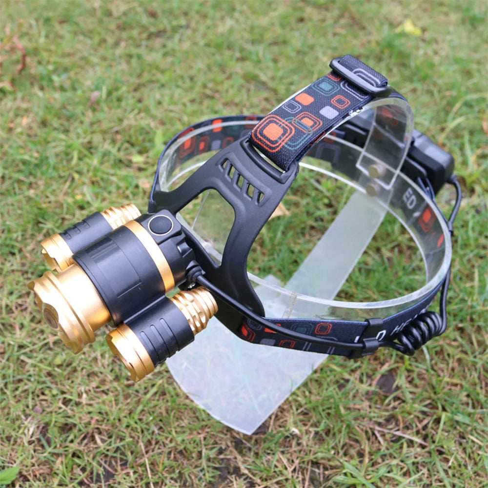 Powerful 3-head LED Headlamp White/UV Light Scorpion Head La