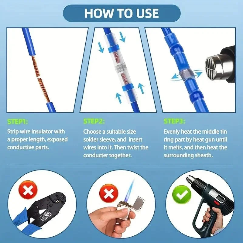 300/box Waterproof Solder Seal Heat Shrink Butt Wire Connect