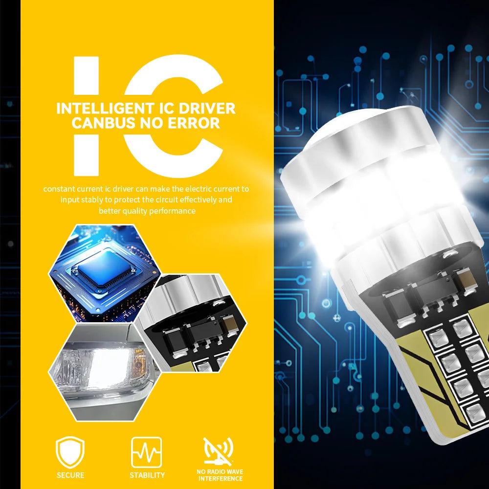 2Pcs Canbus 194 501 T10 W5W LED Bulb No Error 5W5 W5W 30SMD 