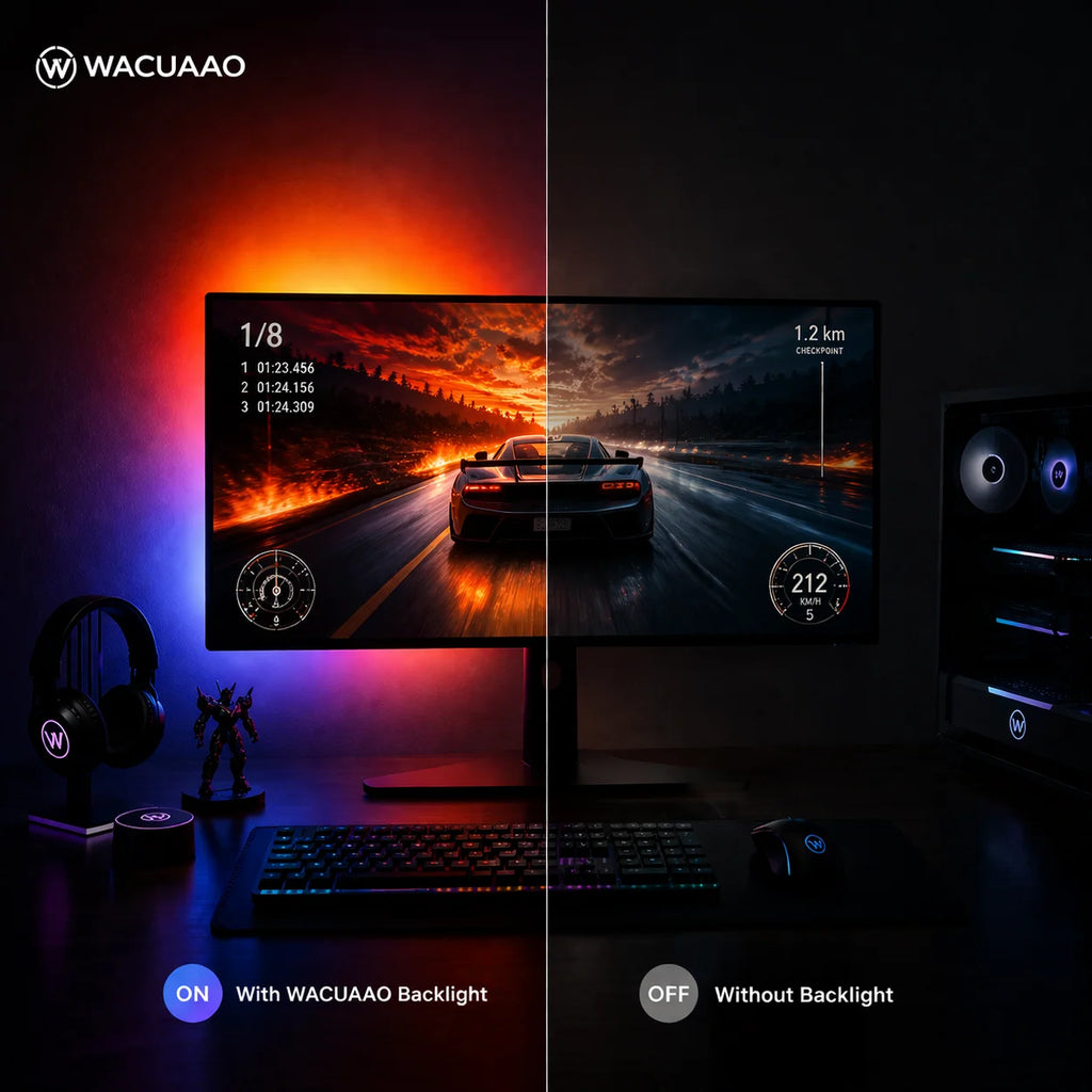 WACUAAO Sync Monitor Backlight for 20-49 inch PC RGBIC Led L