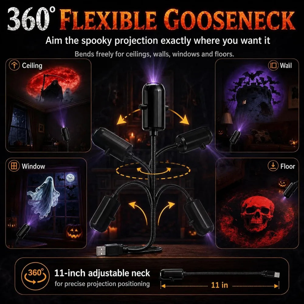USB Projector Light Halloween Ghost Skull Night Light Switch
