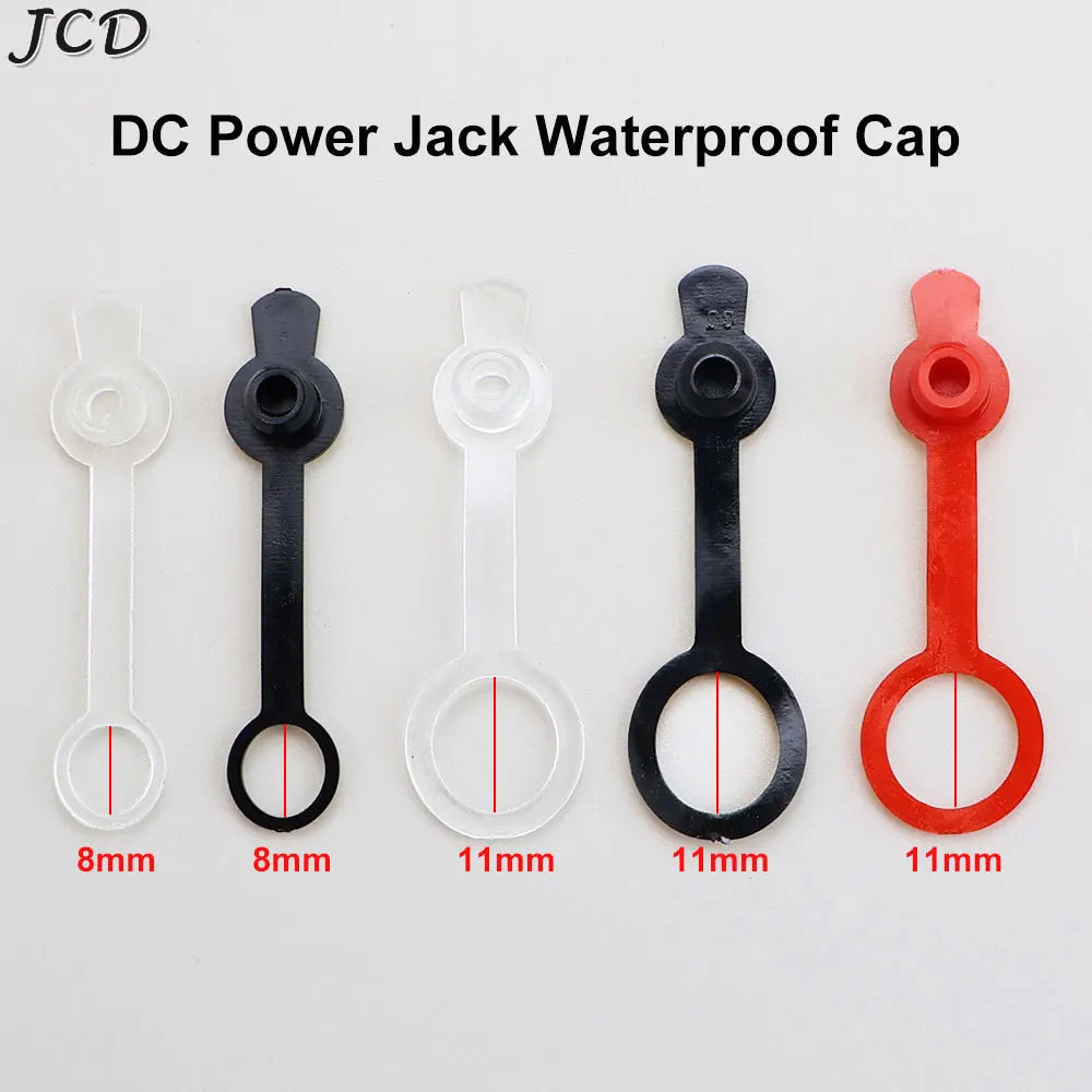 JCD 10-50pcs 8mm 11mm DC Power Socket Waterproof Cap 5.5 2.1