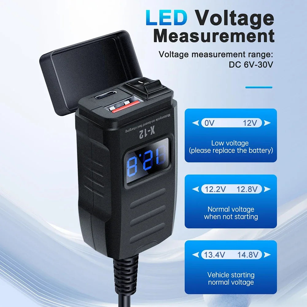 Motorcycle Vehicle-Mounted Charger Waterproof Adapter 12V-24