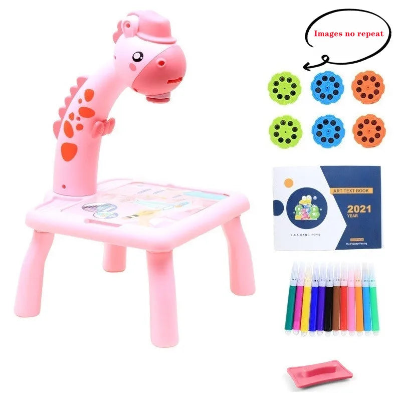 Mini Led Projector Art Drawing Table Light Toy for Children Kids Painting Board Small Desk Educational Learning Paint Tool Craft