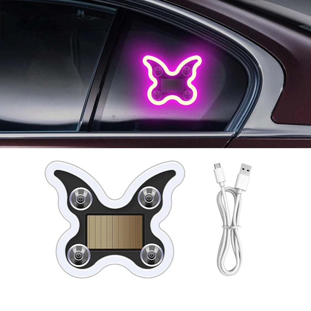 Universal Solar Atmosphere Light Heart-shaped Dynamic Gradient LED Fit Car Interior Ambient Light Decoration Accessory RGB