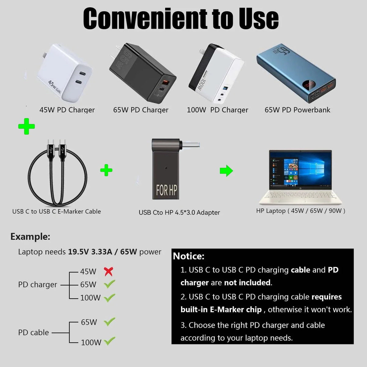 100W USB Type C Fast Charging Adapter Plug Connector Univers