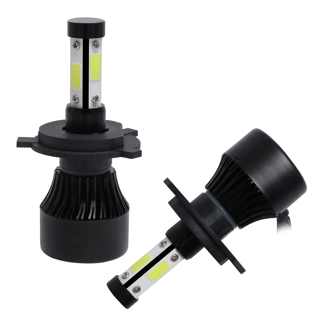 2Pcs New 4 Sides LED 6500K H4 H7 H11 H9 H8 9004 9005 9006 90