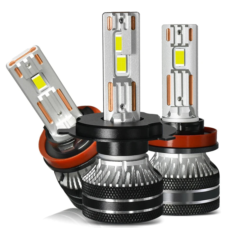 K5C Double Copper Tubes LED Car Headlight Bulbs H1 H4 H7 H11