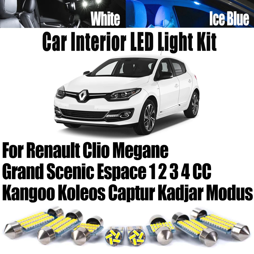 Canbus Interior LED Light Kit For Renault Clio Megane Grand Scenic Espace 1 2 3 4 CC Kangoo Koleos