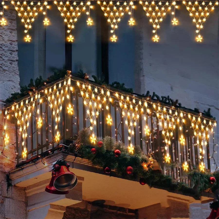 2024 New LED Net Mesh Fairy String Light EU/US Plug 8 Modes Curtains Light Garland for Garden Party Wedding Christmas Decoration