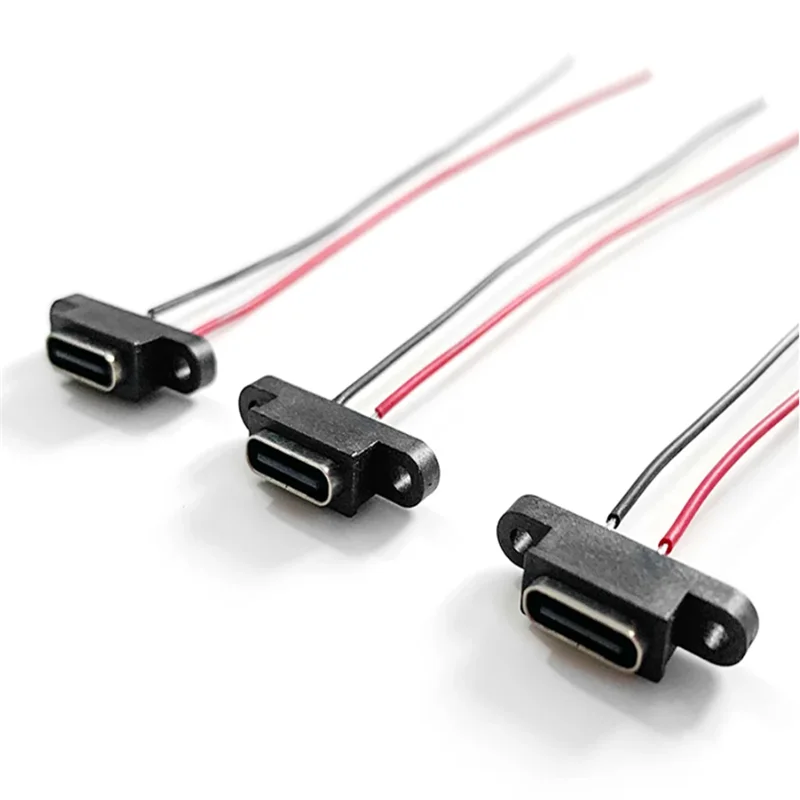 1-10pcs New Type-C 2 Pin Female USB C Socket Port With Screw