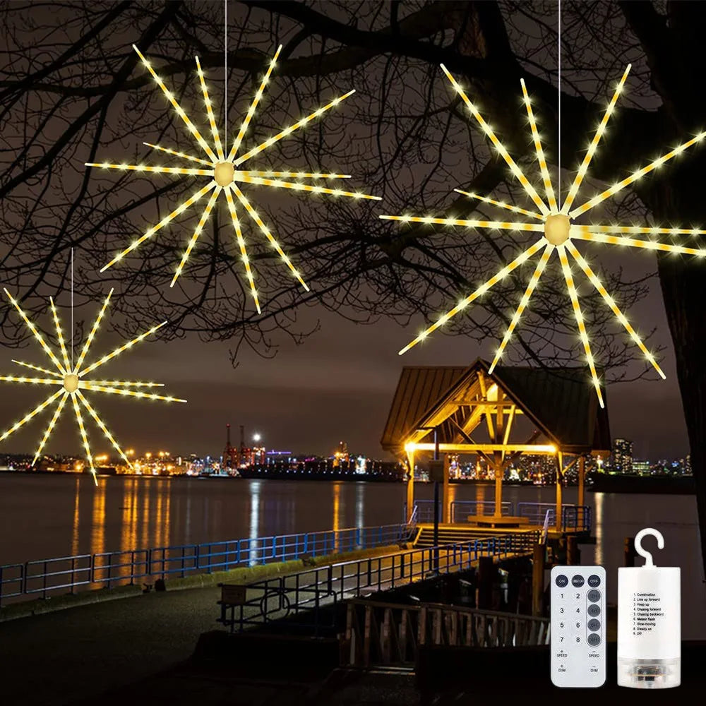 2023 New Years LED Fireworks String Lights Meteor Lamp Batte