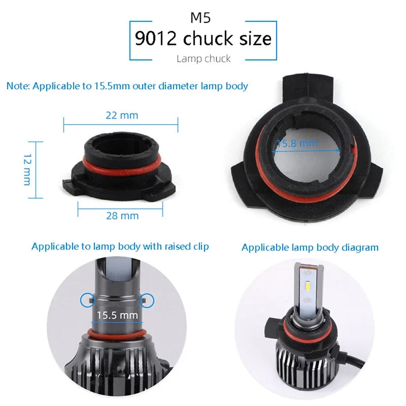 2Pcs Car LED Headlight Bulb Base Adapter Socket Holder 9006-HB4/9005-HB3/H11/H7/H4/H3/H1 Head Lamp Retainer Holder Clips