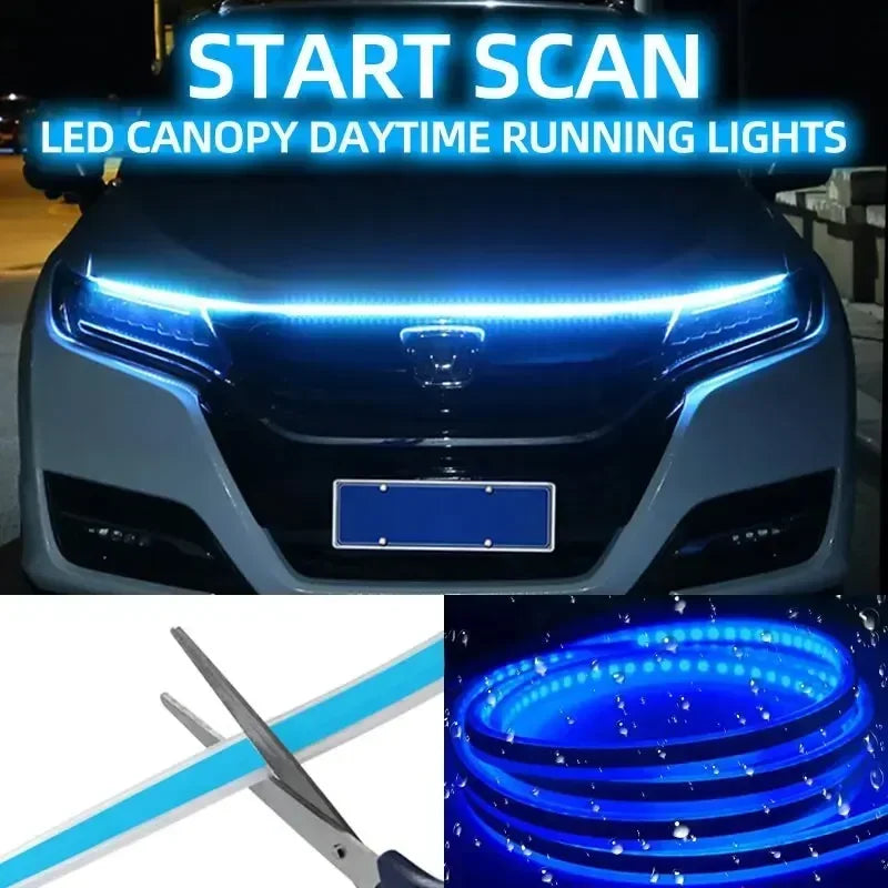 120cm 150cm 180cm Car Hood Light Strip Daytime Running Flexi