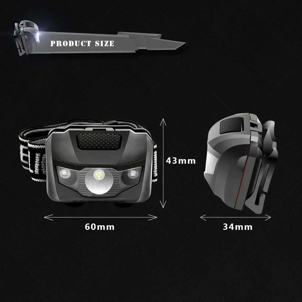 4 Modes Waterproof LED Headlamp Red Flash Light Super Bright