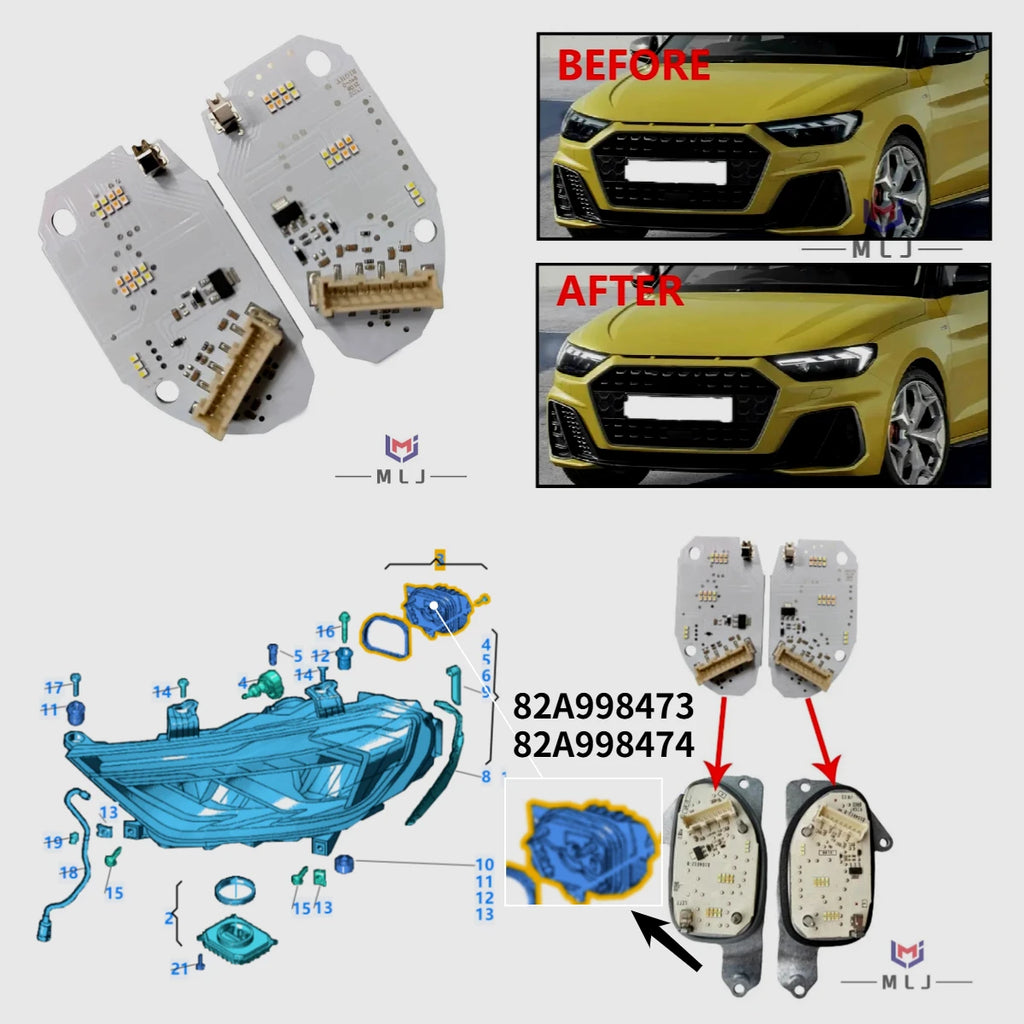 Angel Eye LED DRL Light Source Chip Headlight PCB Board For Audi A1 S1 2019-2023 HeadLamp Accessories for