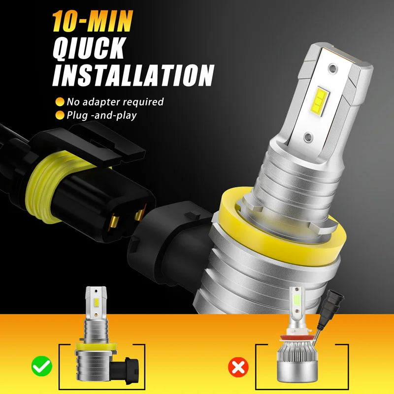 AILEO New 2 Pcs H8 H11 LED Headlight Bulbs 9005 HB3 9006 HB4