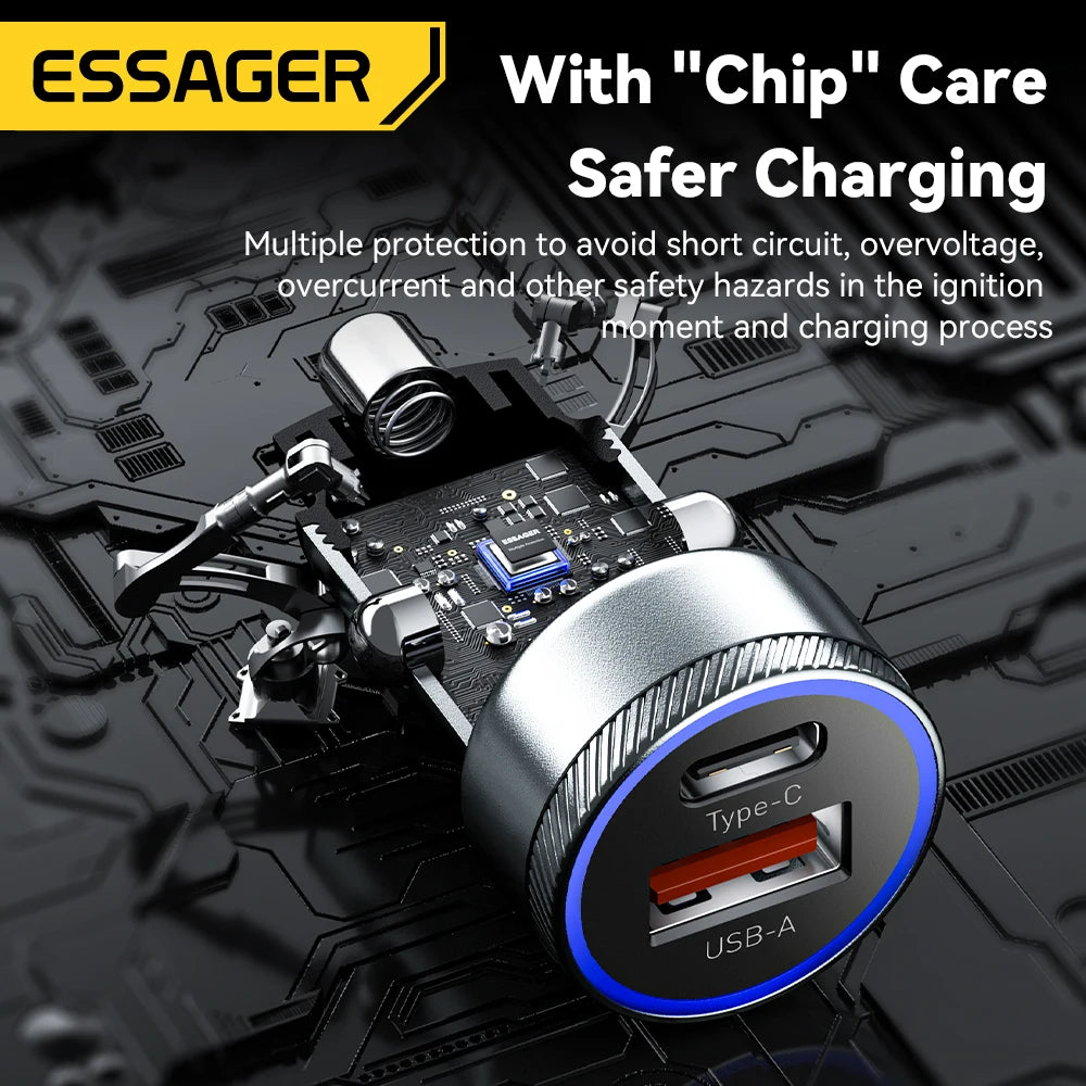 Essager 54W USB Car Charger 5A Fast Charge 3.0 QC SCP AFC 30