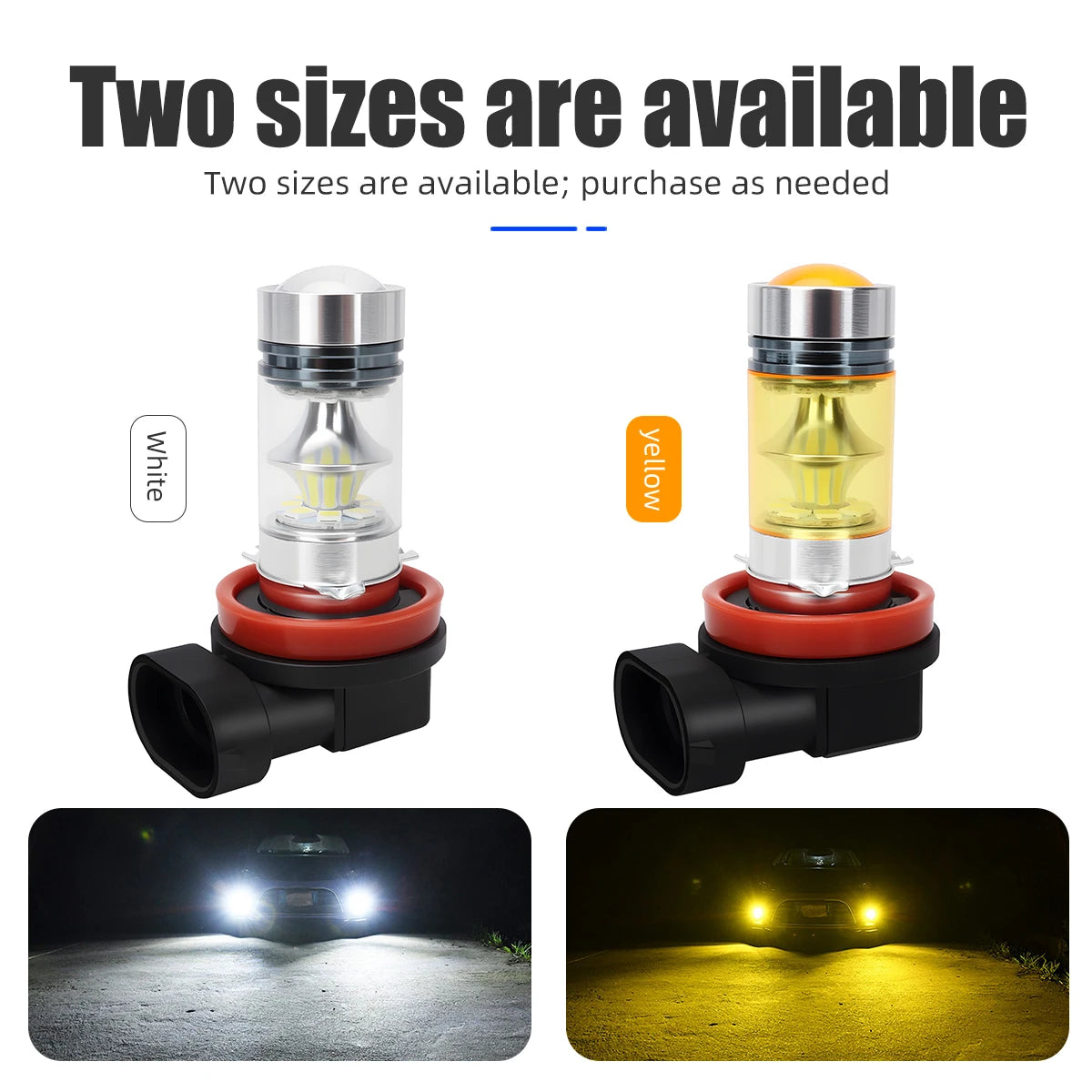 2Pcs H11 LED Car Fog Light Bulbs High Brightness Headlight D