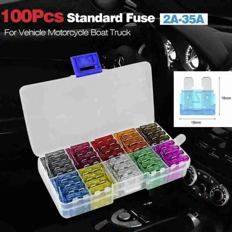 50/100Pcs Car Fuses Kit Assorted Auto Truck Standard Blade F