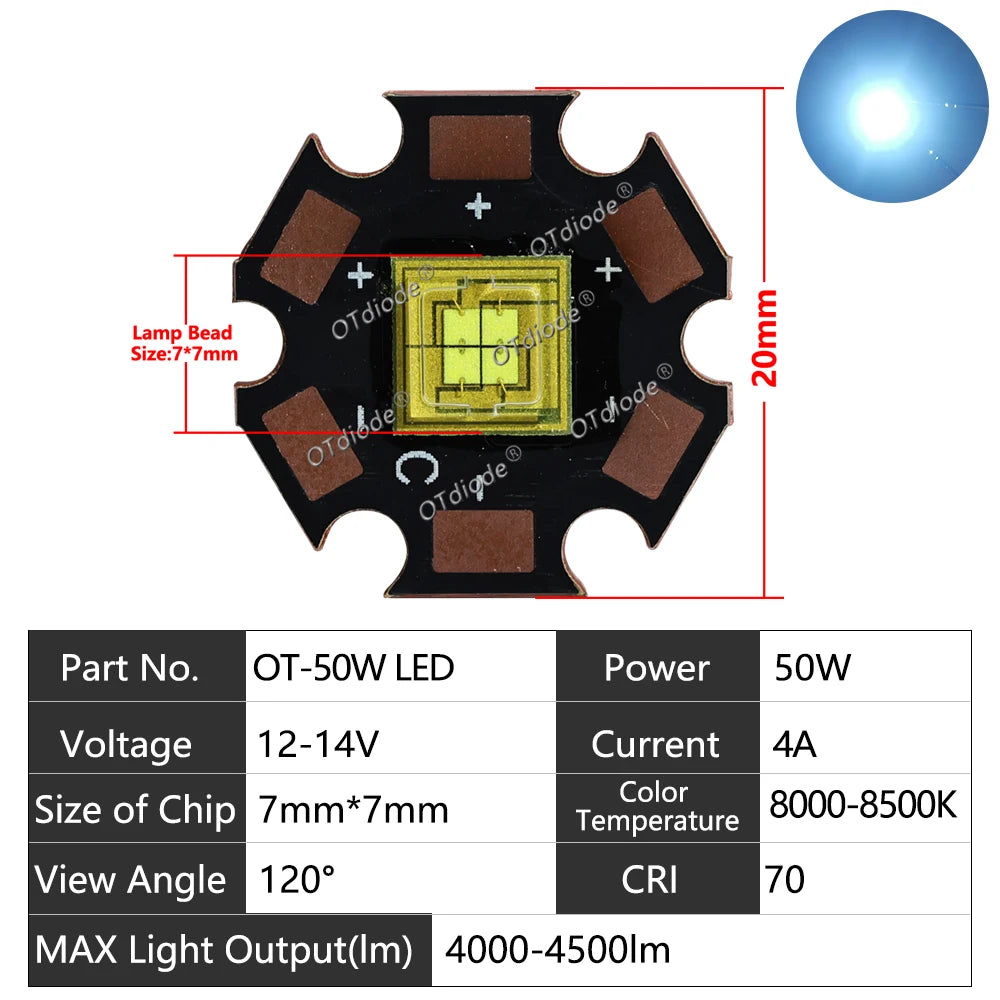 LED Module 20W 30W 40W 50W 60W High Power Stage Light 3V 5V 12V 14V Cold White High Luminous For Moving Head DJ Lamp Projector