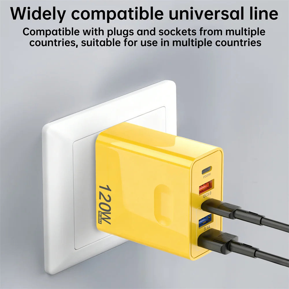 120W Multi Port USB C Fast Charger PD Charging Type C QC3.0 