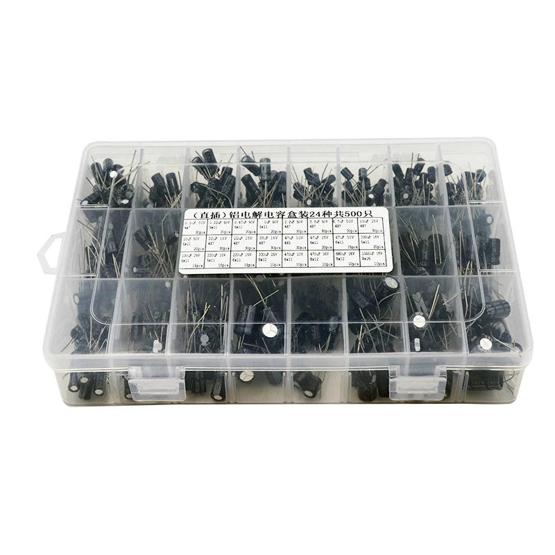 500Pcs/lot 0.1UF-1000UF 24Values Aluminum Electrolytic Capac