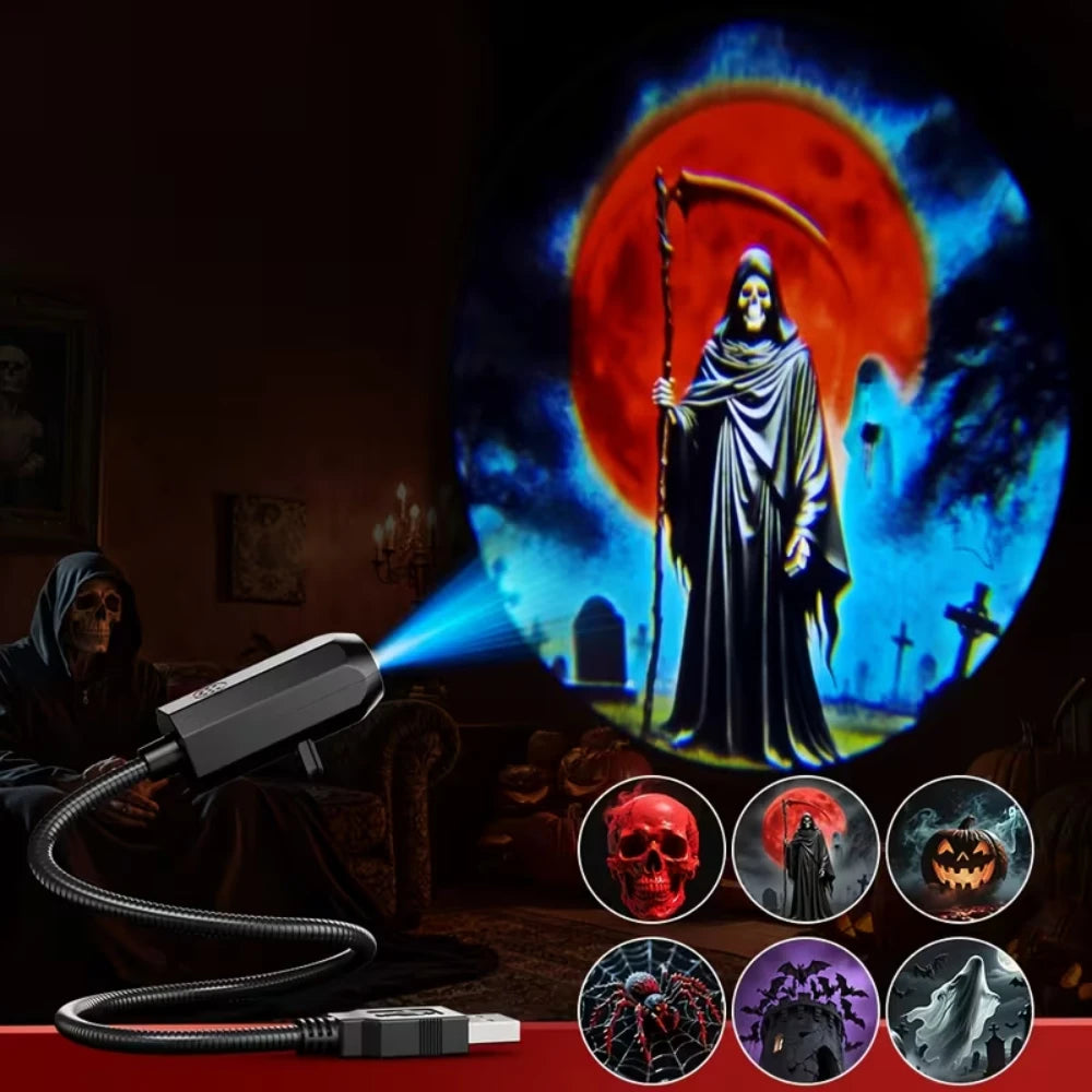 USB Halloween Projector Light 6 Patterns Mini LED Spooky Pro