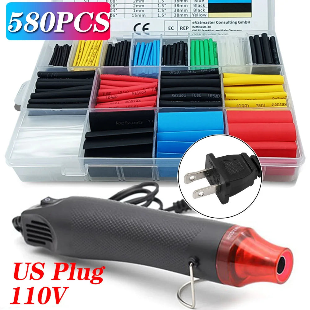 580/328/127PCS Heat Shrink Tubing Wrapping Kit 2 1 Shrinkable Wire Shrinking Wrap Tubing Wire Connect Cover Protection Sleeving