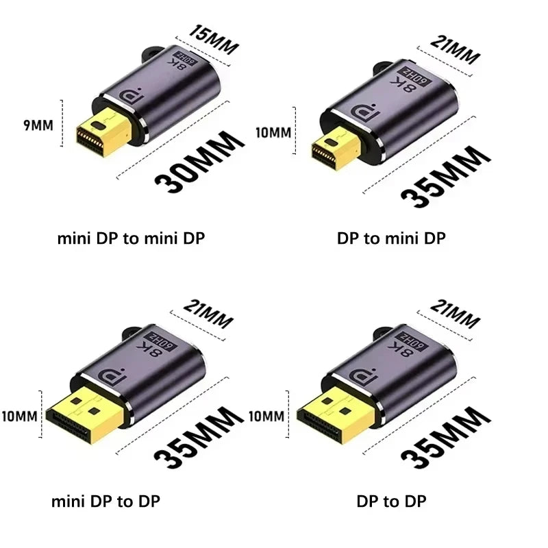 8K Mini DP Displayport 1.4 Adapter Converter 8K 60Hz 4K 144H