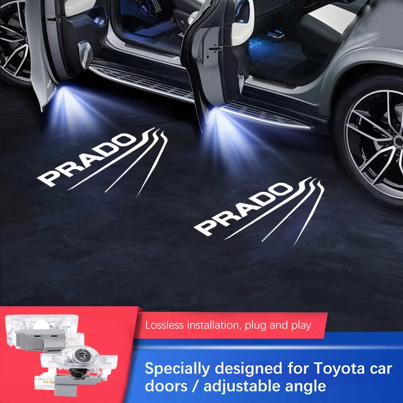 2PCS LED Car Door Projector Welcome Ghost Shadow Light Accessories For Land Cruiser 250 Prado Lc250 2024 2025 First Edition 1958