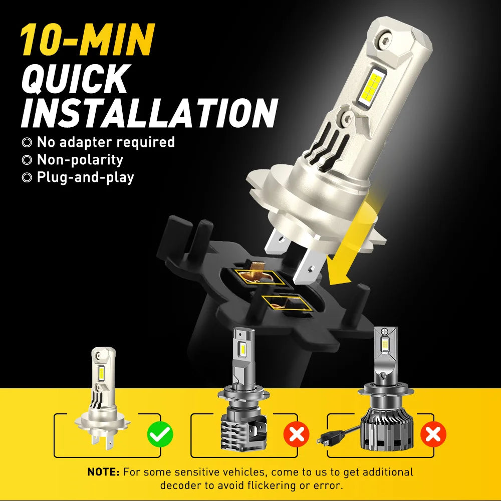 AUXITO 2Pcs H7 LED Front Headlight Bulb Turbo LED High Low B