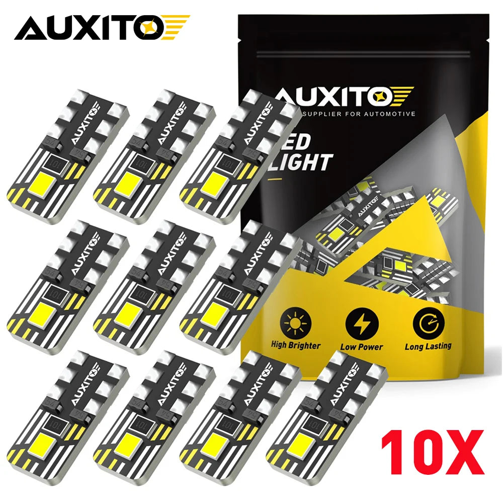 AUXITO 10Pcs W5W T10 W5W 194 501 Led Canbus No Error Car Int