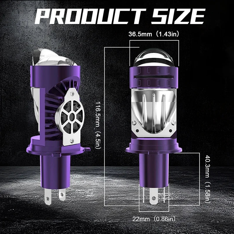 H4 Bi LED Mini Projector Lens LED Car Headlight Bulb CANBUS 