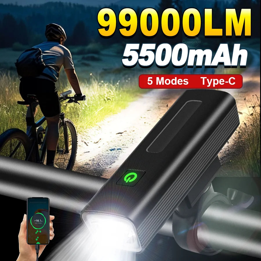 99000LM 5500mAn USB Rechargeable Bike Light Bike Headlight P