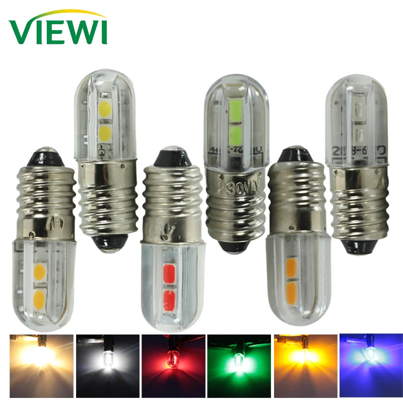 4pcs Lampen E10 Led Interior Bulb 6v 12v 24v 220v Mini Color