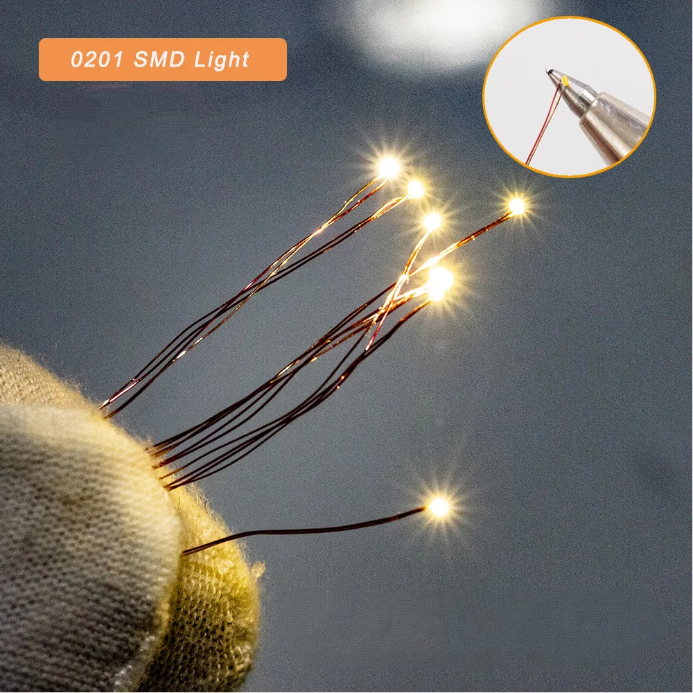 5pcs 3V 0201 SMD LED Lamp Micro LED Light Copper Wire Toys M